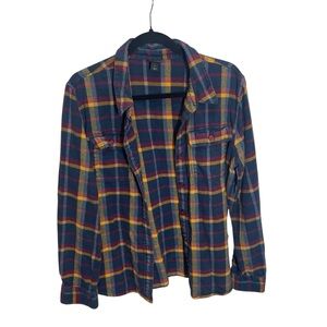 Patagonia Navy Blue Yellow Red Plaid Flannel Shirt